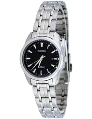 Seiko Black Dial Stainless Steel Ladies Watch SXDE65