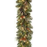 9 x 10 Carolina Pine Garland with 27 Flocked Cones 100 Clear Lights-UL