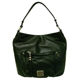 Buy Anne Klein Tassel Chic Large Leather Hobo Black by Anne Klein New York