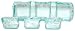 Spanish Recycled Textured Glass Rectangle Triple Nut Bowl 13"x4 1/2"x2 1/2"H