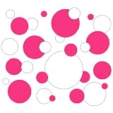 Set of 130 White and Dark Pink Polka Dots Circles Wall Decor Graphic Vinyl Lettering Mural Decal Stickers Kit Peel and Stick Appliques