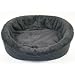 Large Black Fur Dog Bed King Pet Bed. Ortho Comfort. Outside Dim. 33x23x7". Inside Dim. 30x20x7". Washable Cover. We make them in the USA. Bed is Dark Black. Photo makes it appear lighter.
