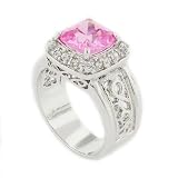 Classic/Vintage Promise Cocktail Sterling Silver ring with Pink & White CZs.