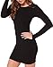 FACE N FACE Women's Scoop-Neck Solid Long-Sleeve Short Fitted Dress, Black, XX-Large