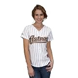 MLB Women's Houston Astros Hunter Pence White/Black Pinstrps Home Short Sleeve 5 Button Synthetic Replica Baseball Jersey Spring 2012  (White/Black Pinstrps, XX-Large)