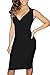 Zeagoo Women's V-Neck Ruched Wedding Party Bodycon Cocktail Evening Dress