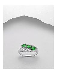 Forest Green CZ Ring In 92.5 Sterling Silver