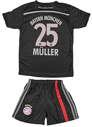 2014/2015 Bayern Munich Munchen Black Kids Jersey & Short #25 MULLER Youth Sizes