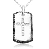 10k White Gold Diamond Cross Dog Tag Pendant (1/3 cttw, I-J Color, I3 Clarity)