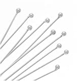 Fancy Sterling Silver 1.5mm Ball Head pins 24 Gauge 1.5 Inch (10)