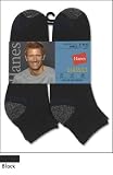 Hanes Men's 4-Pack Comfort Cool Ankle Socks,Black,Shoe Size 6-12
