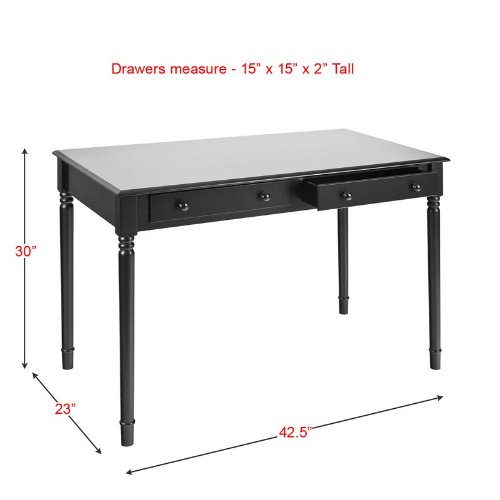 Southern Enterprises Satin Black 2 Drawer Writing Desk