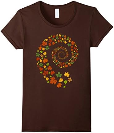 Women's Whirlwind of Autumn Leaves T Shirt Spiral of Fall Colors Large Brown