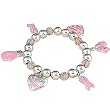 Silvertone Breast Cancer Awareness Stretch Charm Bracelet Fashion Jewelry