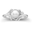 14K White Gold Akoya Cultured White or Black Pearl and Diamond Ring - 6.00mm