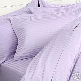 Stripes Lilac 600 Thread Count Full/Queen Size Duvet Cover Set 100 % Egyptian Cotton with matching pillow shams