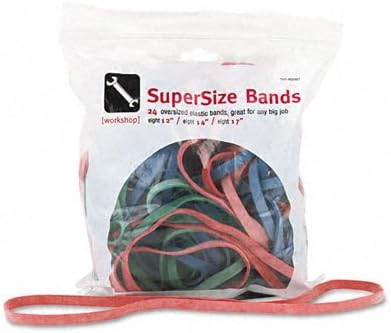 SuperSize Rubber Bands Red/Blue/Green 1/4"" wide Assorted Lengths 24/Pack