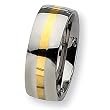 14K Gold Center Polished Stainless Steel Ring (8.0 mm) - Sizes 6-13