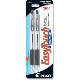 Pilot EasyTouch Pro Retractable Ball Point Pen, Black, Medium Point, 2-Pack (32260)
