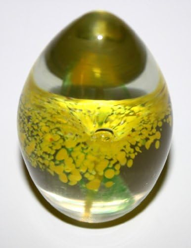 Unsigned Yellow Floral Glass Paperweight