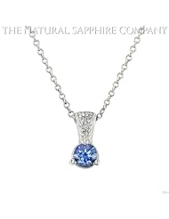 0.49ct. Natural Untreated Blue Sapphire Pendant with Diamonds 0.03ct. total.