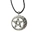 Wiccan Pentagram on Moon for Stability Pendant with Black Corded Necklace