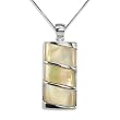 Silver Plated Bar Yellow Paua Shell Pendant on 18 Inch Box Chain