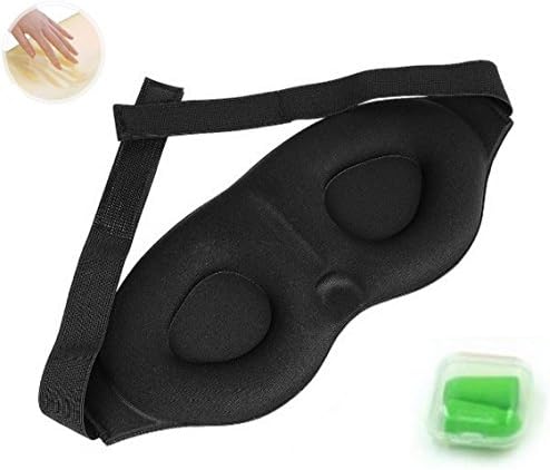 Showbellia 3D Stereo Sleep Eye Mask Cover + Ear Plugs Smooth Soft Memory Foam for Relaxation Spa Meditation Blindfold - Black