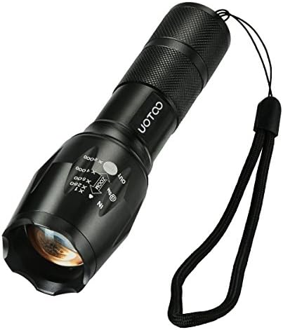 UOTOO CREE XML-T6 LED Tactical Handheld Flashlight, High Powered 1400 Lumen Water Resistant Adjustable Focus 5 Light Modes, Cree Led Flashlight Torch, for Outdoors Tac Light