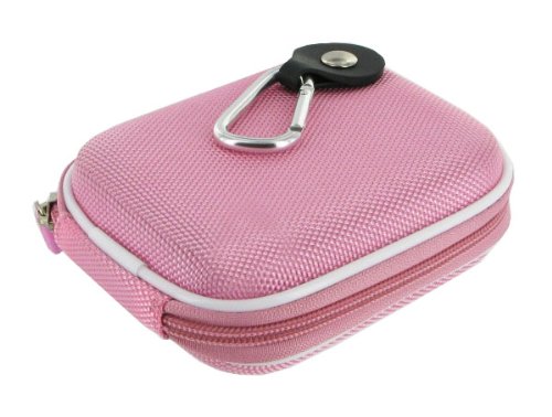 rooCASE (Med Nylon Pink) Hard Shell Case with Memory Foam for Nikon Coolpix S560 Digital Camera Graphite Black