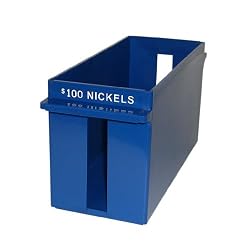 PM Company 05034 Large Capacity Plastic Interlocking Coin Tray, Holds $100 In Nickels, Blue