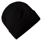 Blank Long Cuff Beanie - Black