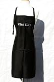 Black Embroidered Apron Wine Slut