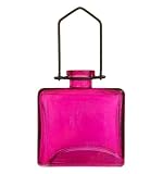 Hanging Colorful Floral Fuchsia Square Glass Vase ~1/pc ~ Colored Glass Bottle ~ Garden Vase ~ Colored Vase ~ Bud Vase ~ Wall Vase ~ Vase Outdoor