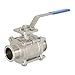 Dixon Sanitary BV2CV 2-Way Encapsulated 3 Piece Ball Valve, Stainless Steel, SS PTFE Seat - 3" CxC