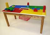 DUPLO COMPATIBLE PRESCHOOL PLAY TABLE WITH SOLID OAK WOOD LEGS AND FRAME - BUILT TO LAST--MADE IN USA!!!