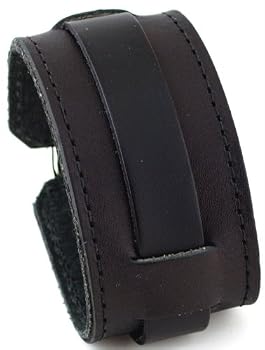 Nemesis THN-K Wide Black Leather Cuff Wrist Watch Band