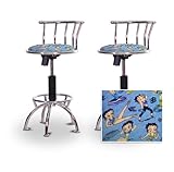 2 24"-29" Betty Boop Print Baby Blue Chrome Metal Adjustable Specialty / Cu ....