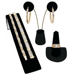 Black Velvet Bracelet Earring Jewelry Displays 4 Pc Set