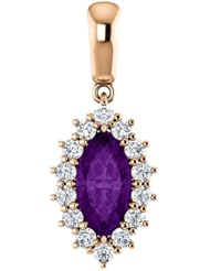 14K Rose Gold 10.00x5.00mm Marquise Cut Amethyst and Diamond Pendant -- LIFETIME WARRANTY