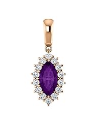 18K Rose Gold 10.00x5.00mm Marquise Cut Chatham Created Alexandrite and Diamond Pendant -- LIFETIME WARRANTY