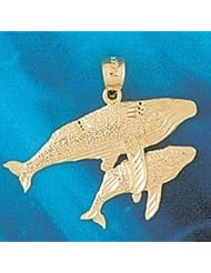 Dazzlers Solid 14 karats gold Double Whale Charm Pendant Available in three colors from jewelsberry (weights: 2.3 grams only)