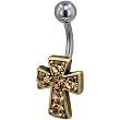 Pugster Belly Button Rings Gold Champagne Crystal Celtic Cross Easter Holiday Belly Navel Ring Body Jewelry