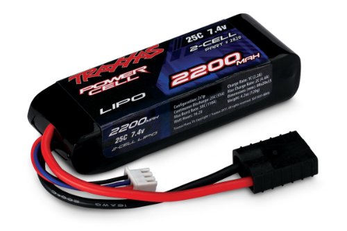 25C 7.4V 2S 2-Cell 2200mAh Lipo Batt:TRA 1/16 Modl