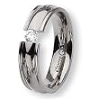 Grooved Polished Titanium and 1/4ct. Diamond Ring (6.0 mm) With Wood Box - Sizes 6-13