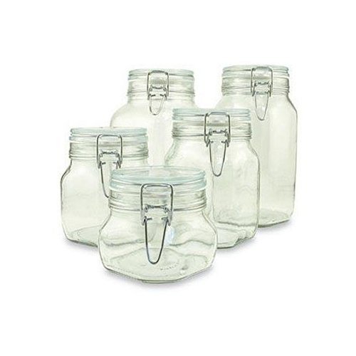Cover image : Set of 5 (Five) Bormioli Rocco Fido Glass Canning Jars - 5 Piece - .5, .75, 1, 1.5 and 2 Liters