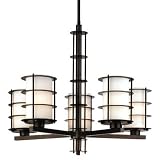 Forecast F154068NV Hollywood Hills 5 Light Single Tier Chandelier in Deep Bronze with Etched White Opal glass