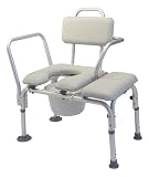 Padded Commode Transfer Bench with Swing Arm, Pail & Cover