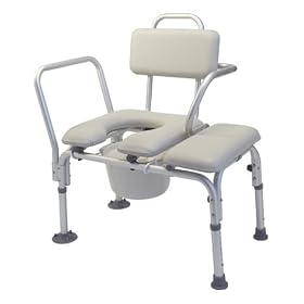 Lumex Padded Commode Tub Transfer Bench - Tub clamp and swing arm, pail and cover