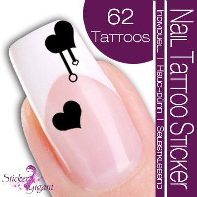 Nail Tattoo Sticker Herz - schwarz Preisvergleich